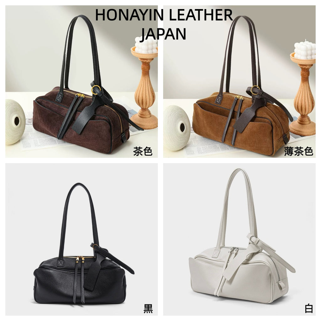 日本HONAYIN頭層牛皮CARRIEBOWLING法棍包 #L2530