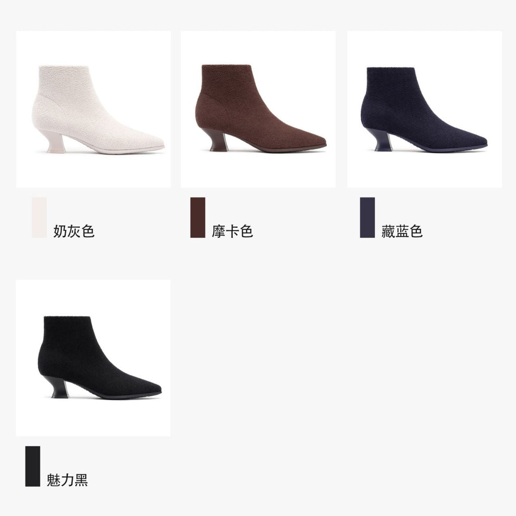 法式經典羊麗絨裸靴-25A06-1