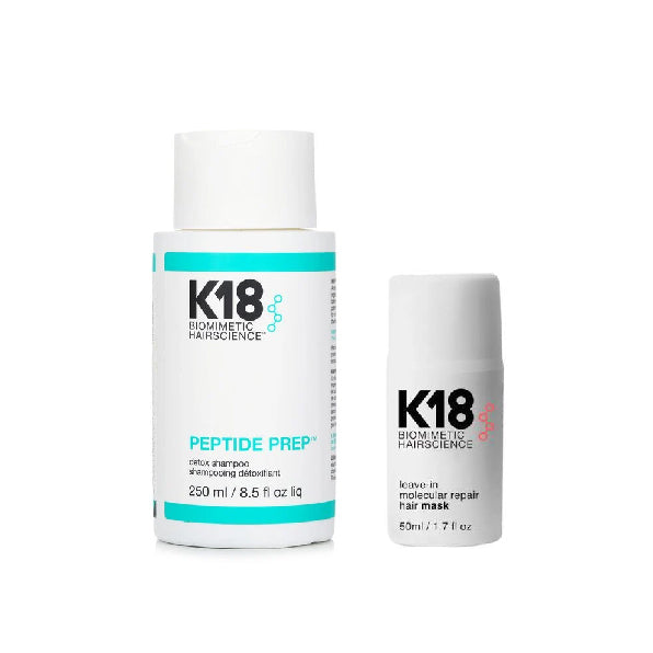 K18 Hair 免沖洗分子修復髮膜 50ml +
Peptide Prep™排毒洗頭水 • 250ml